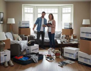 stel dat aan het inpakken is voor verhuizing